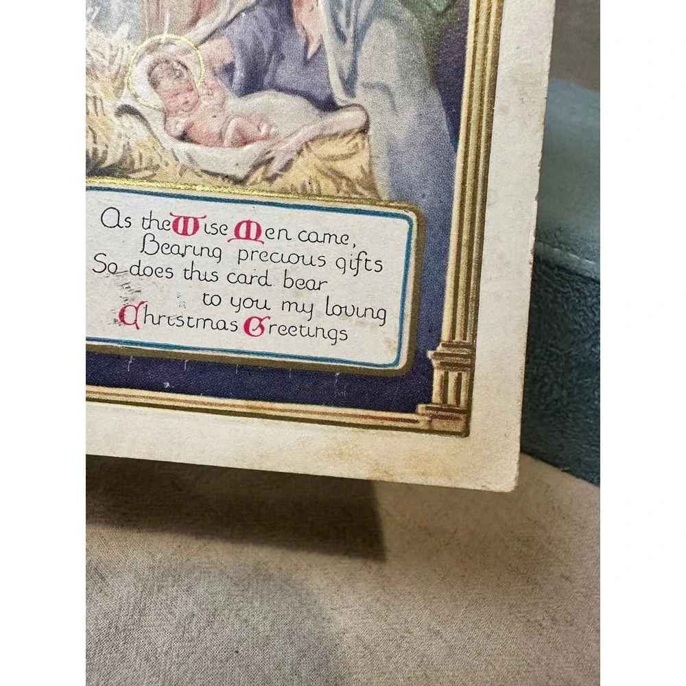Vintage 1930's Christmas Postcard Nativity Scene